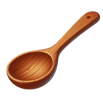 Wooden spoon with long handle for cooking and food preparation png