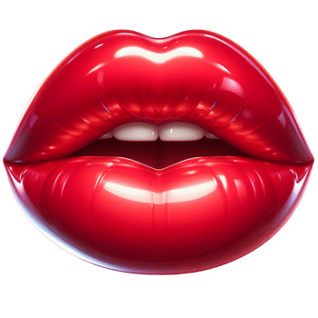 Red glossy lips with shine showing feminine beauty and cosmetics png