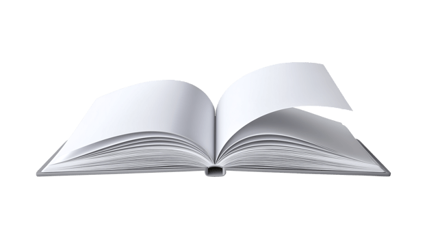 Isolated hardcover book with empty pages as a template or mockup for design png