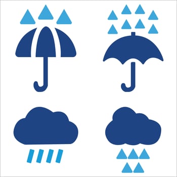 Rainy Weather Icons, Umbrella and Rain Symbol Set vector