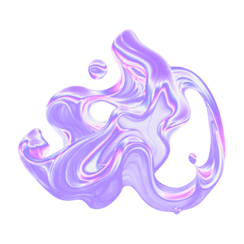 Iridescent Abstract Gradient Metal Holographic 3D Element png