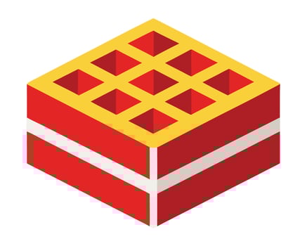 Vibrant Red and Yellow Hollow Brick, Isometric Illustration, Construction Material, Building Block, Architectural Design Element vector