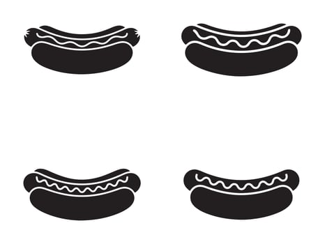 Four Simple Black Hot Dog Icons vector