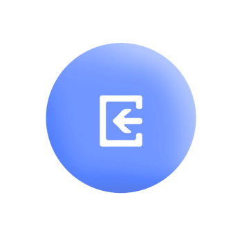 Log Out icon on blue circle png