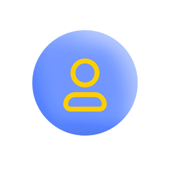 User icon yellow on blue circle png