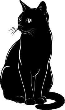 Elegant black cat sitting proudly with sharp features and alert gaze silhouette vector