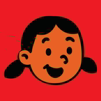 Girl face with short black hair, Indian girl, Latina girl face, laughing face, suitable for avatar and social media and games characters, good for educational content, can be used for prints and icons vector