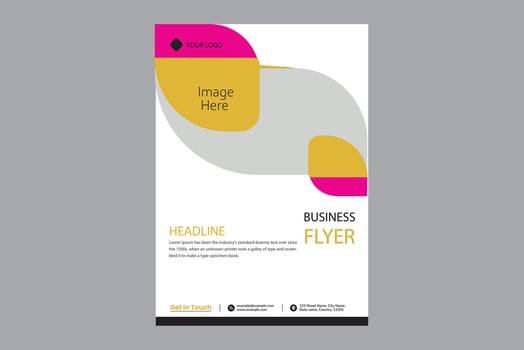 Business flyer pink yellow gray and white abstract vector