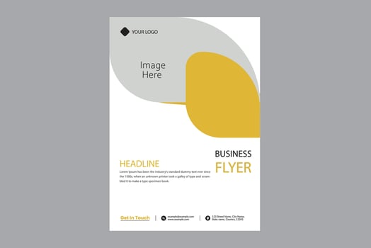 Business flyer gold white and gray curve vector