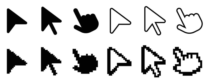 Set of Pointer Icons Illustration. Various mouse cursor symbols vector