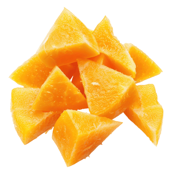 Pile of bright orange triangular fruit chunks png