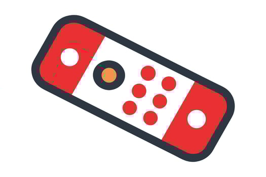 Sleek Red and White Handheld Gaming Controller Icon Joyful, Modern Design for Digital Entertainment - Professional digital artwork with vibrant colors and detailed composition vector