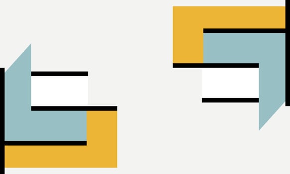 A pair of geometric shapes with a yellow and blue color scheme vector