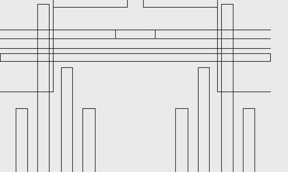 A drawing of a building with a line through it vector