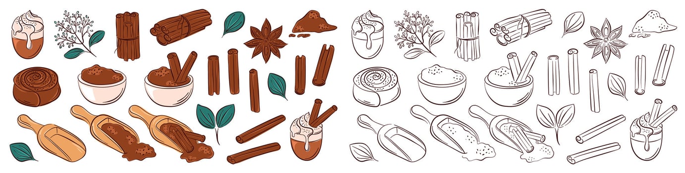 Illustration of spices and cinnamon elements vector