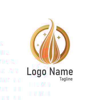 Golden Flame Logo with Circle and Stars Luxury Fire and Award Emblem Design vector