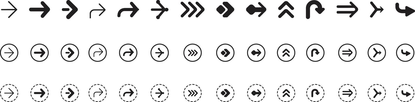 Versatile Arrow Collection Depicting Various Styles and Directions vector