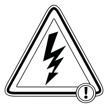 High Voltage Danger Sign Urgent Warning of Electrical Hazard in a Triangular, Black and White Symbol vector