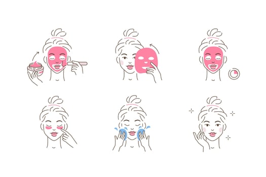 skincare routine illustration vector