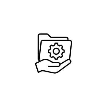 Hand Holding Document Folder With Gear vector