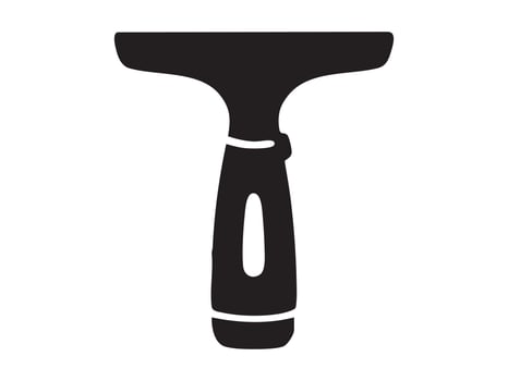 Black silhouette of squeegee, icon isolated on white background. concept of cleaning tool, home maintenance, window cleaner, household item, design element. vector