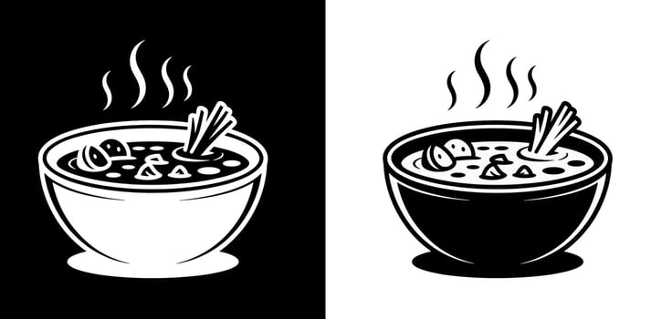 Flat Icons Black and white a soup bowl vector