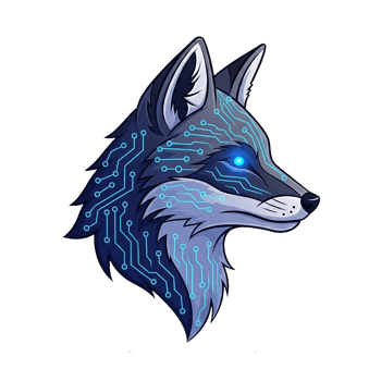 Cybernetic Fox Head with Glowing Blue Eye png