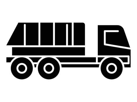 Black silhouette of a delivery truck with cargo in a side view outline vector
