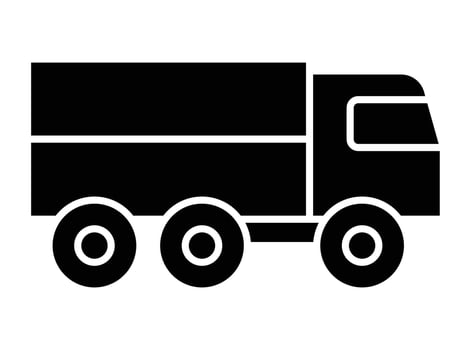 Black silhouette of a delivery truck icon on a white background design vector