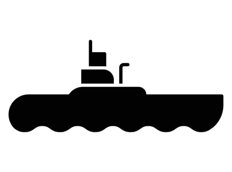 Black Silhouette of Submarine Profile on Calm Water Background vector