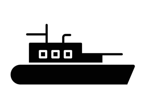 Black Silhouette of Tugboat on Simple White Background for Design vector