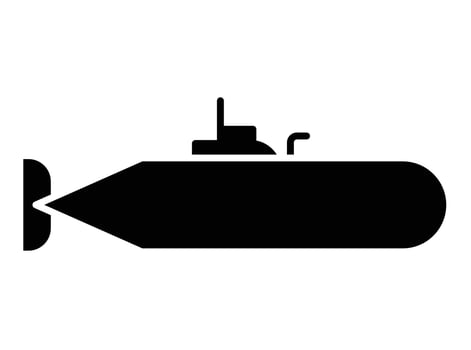 Black Silhouette of a Submarine on a White Background for Marine Themes vector