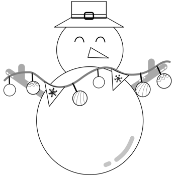 outline of Snowman holding a decorative flag png