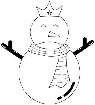 outline of Snowman wearing a scarf png