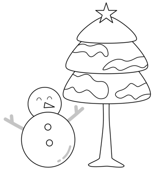 outline of snowman with pine tree png