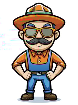 Farmer Man Mascot in Work Outfit vector