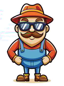Happy Farmer Man Mascot Character vector
