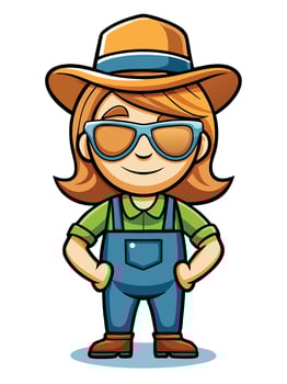 Smiling Farmer Woman Mascot Holding Basket Illustration vector