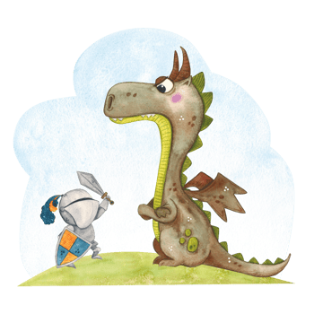 Knight fighting dragon in the clearing. Watercolor illustration hand drawn, cartoon. drawing for stickers, cards, print, scrapbooking. history, armor, fairy tale, adventure, middle ages, shiel png