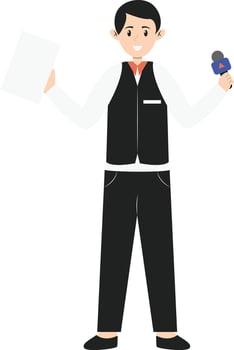 Man Journalist Illustration with Cartoon Design. vector