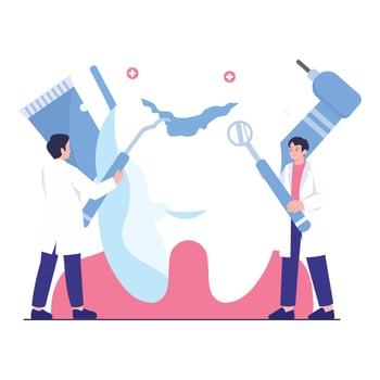 Dentists working on dental care vector
