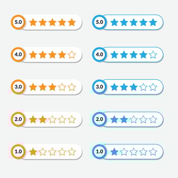 Set Five stars icon. Five stars customer product rating review flat icon for apps and websites collection vector