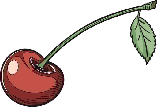 Sweet Red Cherry Fruit Isolated Realistic Illustration Juicy Cherry with Leaf Fresh Fruit Digital Illustration vector