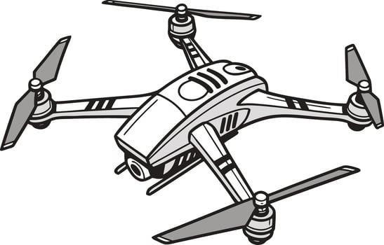Detailed Drone Artwork for Surveillance and Delivery Projects High Quality Drone Graphic for Commercial and Industrial Use vector