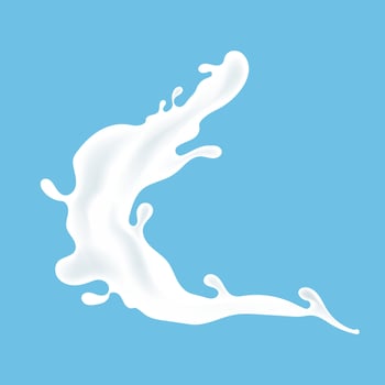 Fresh milk splash isolated on blue background. vector