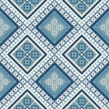 Geometric shapes seamlessly intertwine to form an captivating pattern. Intricate designs with diamonds and zigzags create a sense of depth and visual appeal, perfect for adding style to any project vector