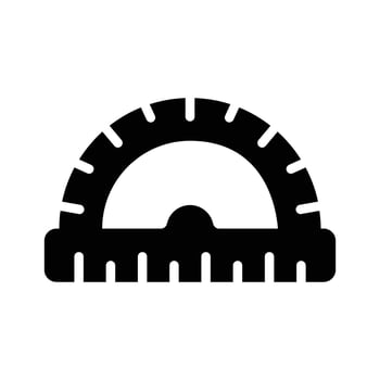 Easy to edit glyph icon of angular protractor tool vector