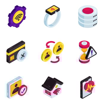 Icons representing technology and connectivity vector