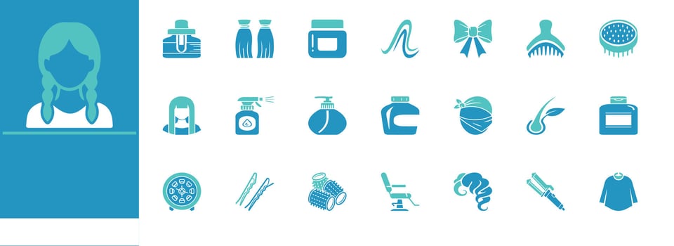 Editable icons of women's hair are ideal for beauty, fashion, salon branding, and digital design. vector