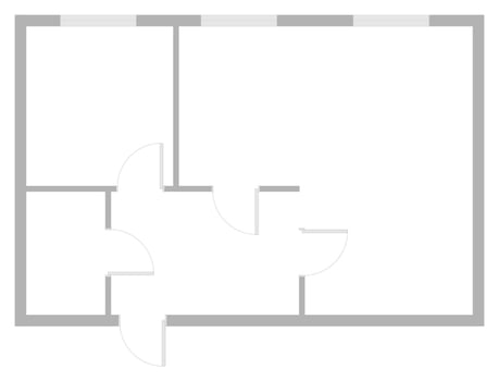 Architectural floorplan of unfurnished flat with black line drawing style. Home construction layout for apartment blueprint. Ideal for architecture design or interior planning concepts vector